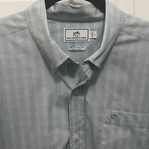 Southern Tide Intercoastal Shirt Mens Large Blue Plaid Long Sleeve Performance
